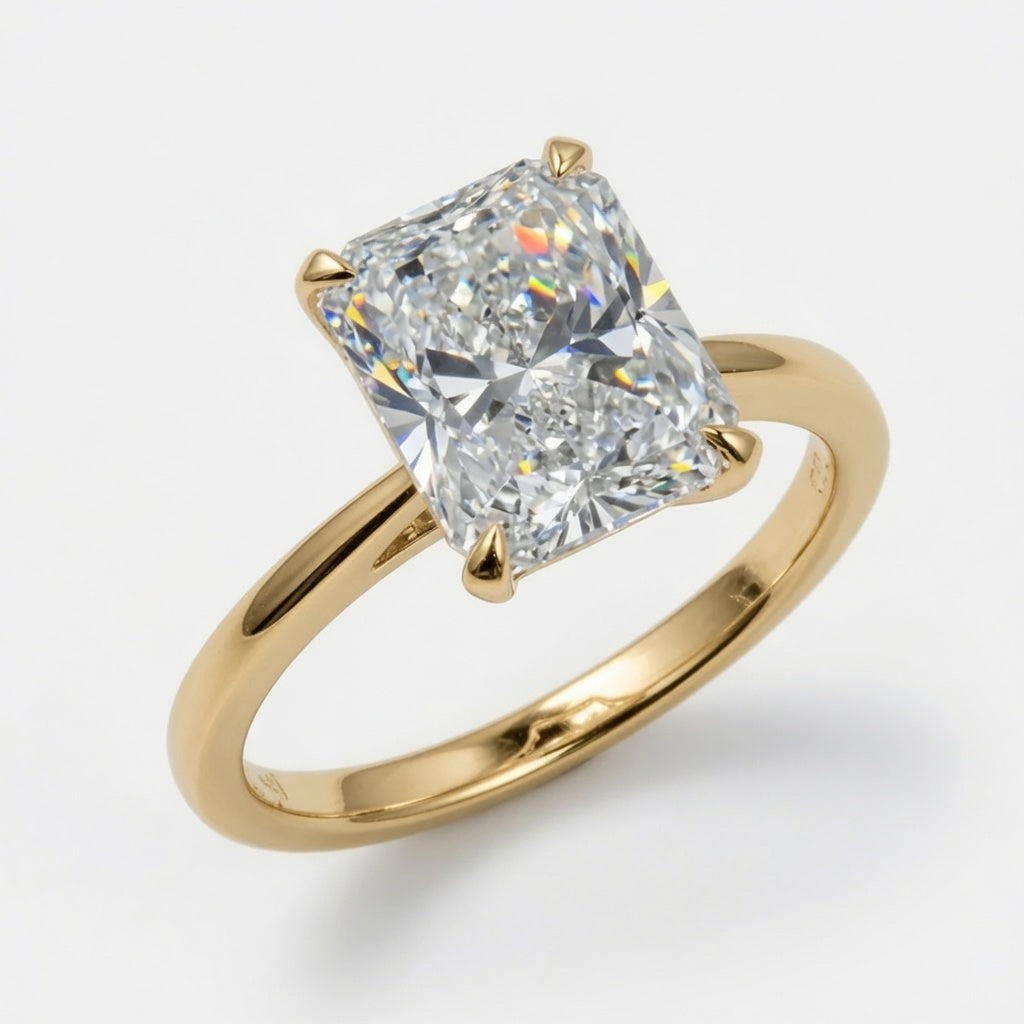 5.5ct Radiant Cut Solitaire Diamond Wedding Ring
