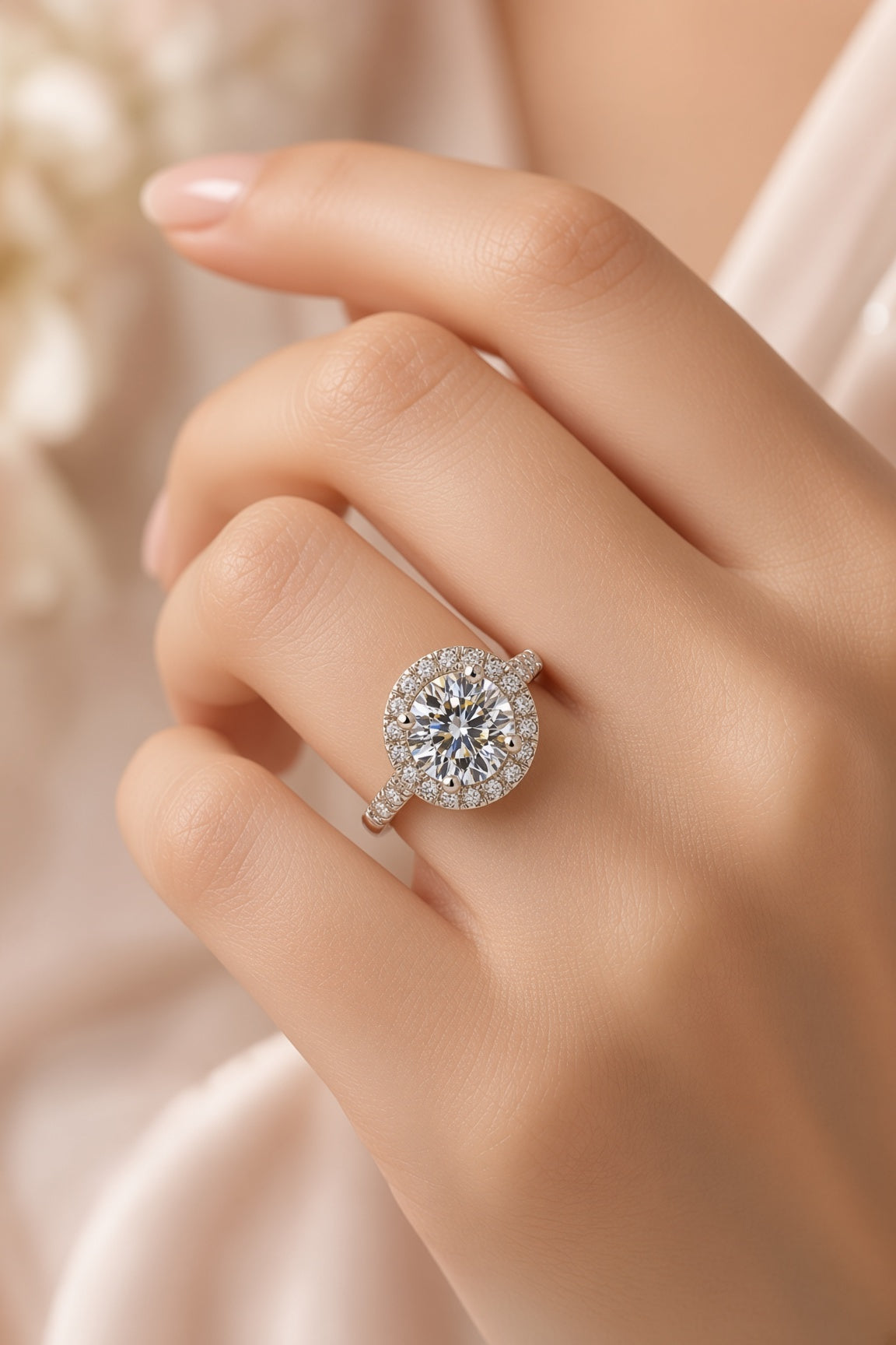 7 Carat Round Cut Halo Diamond Engagement Ring