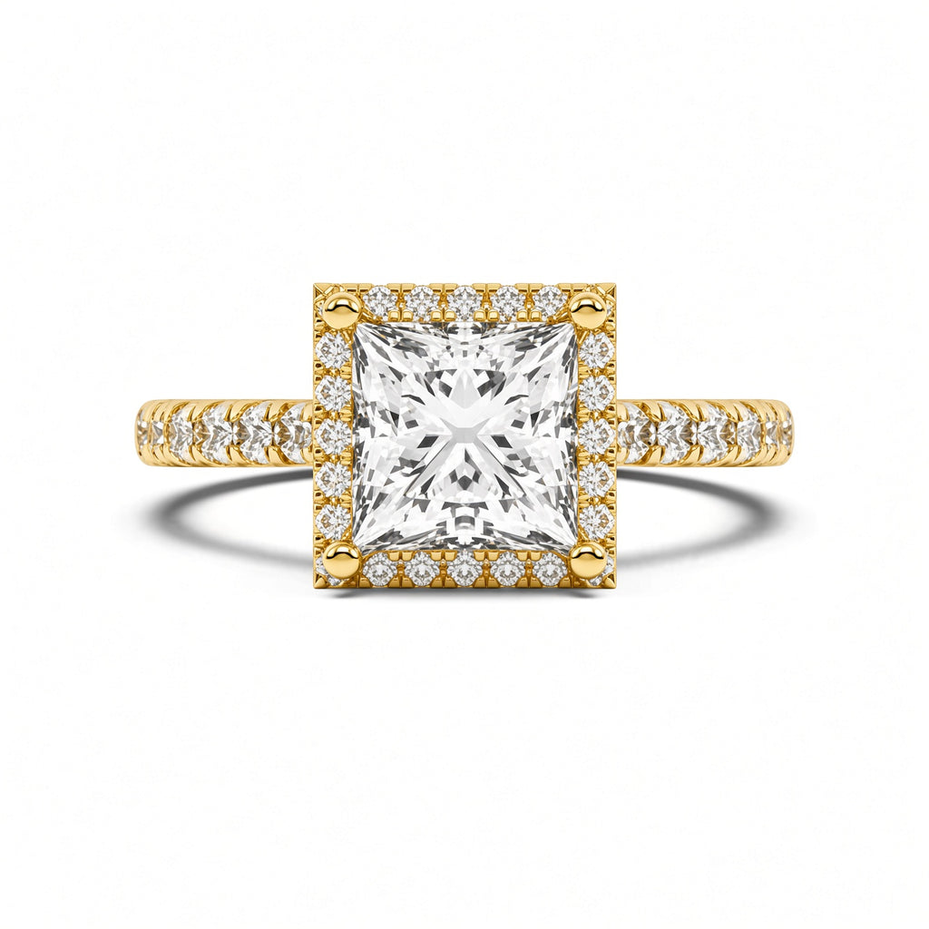 2 Carat Princess Cut Halo Diamond Engagement Ring