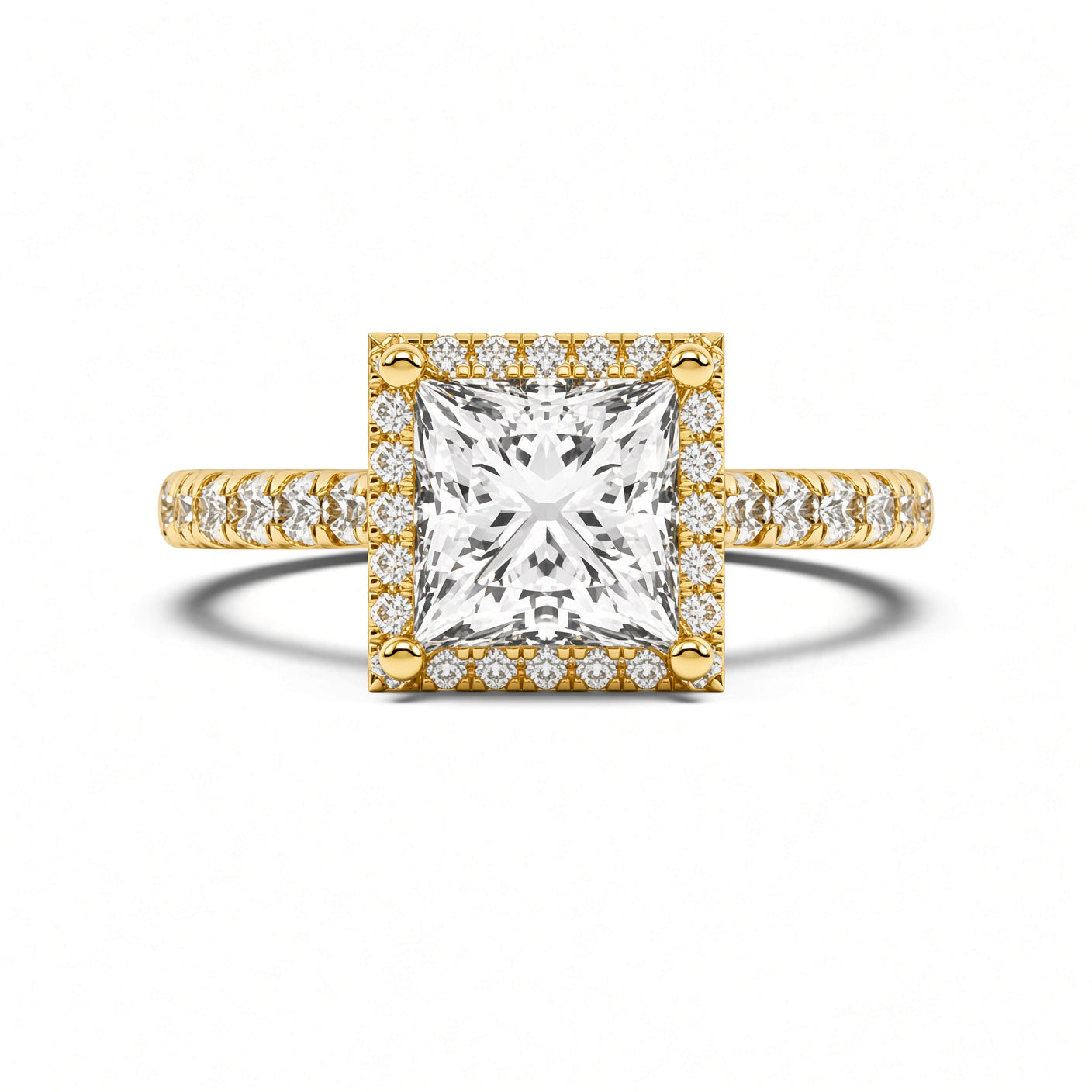 2 Carat Princess Cut Halo Diamond Engagement Ring