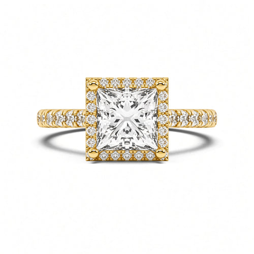 1 Carat Princess Cut Halo Diamond Engagement Ring