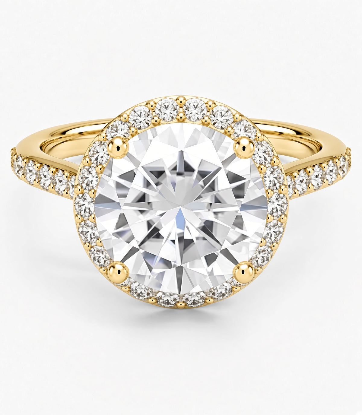 10 Carat Round Cut Halo Diamond Engagement Ring
