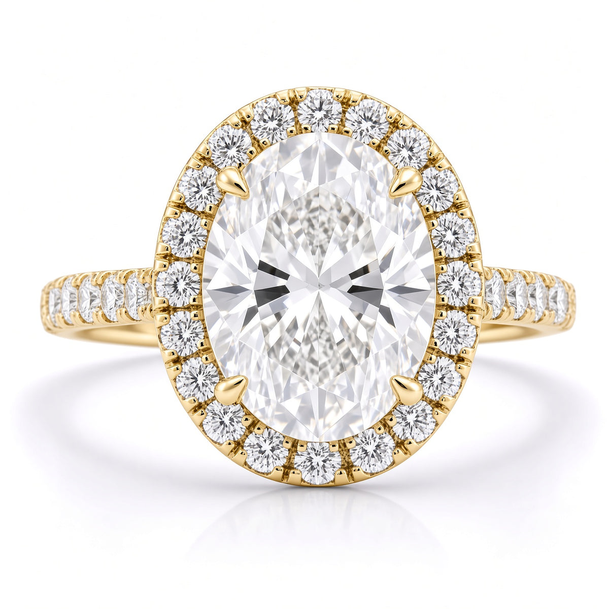 1 Carat Oval Cut Halo Diamond Engagement Ring