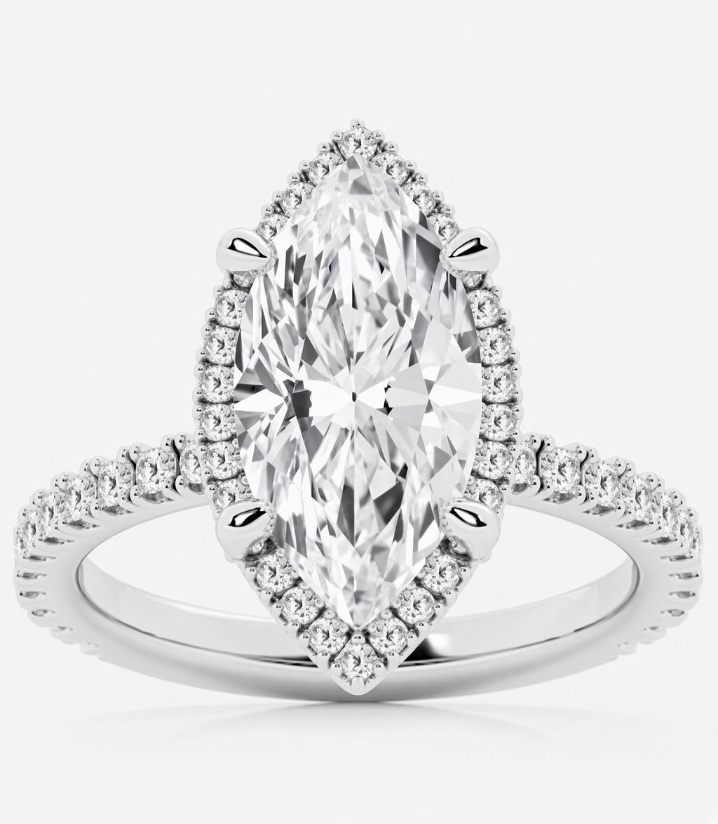 10 Carat Marquise Cut Halo Diamond Engagement Ring