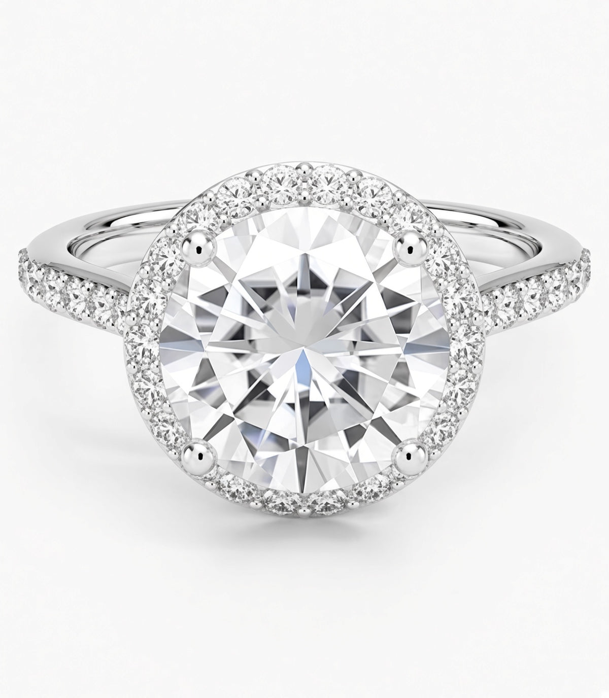 10 Carat Round Cut Halo Diamond Engagement Ring