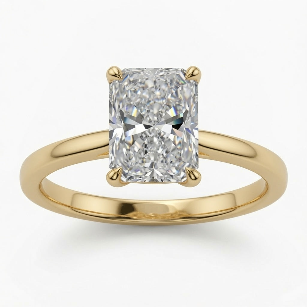2ct Radiant Cut Solitaire Diamond Wedding Ring