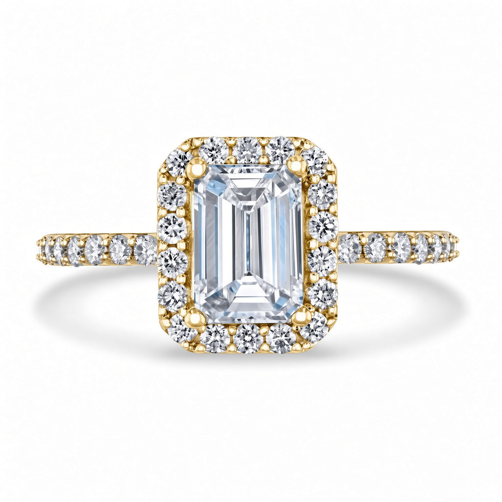 2.5 Carat Emerald Cut Halo Diamond Engagement Ring