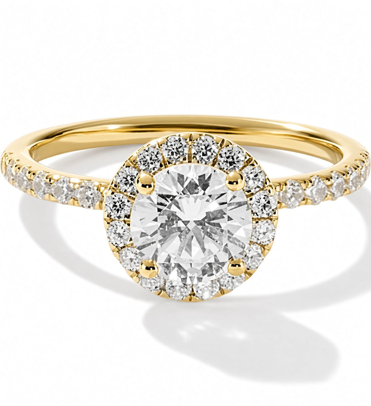 1 Carat Round Cut Halo Diamond Engagement Ring