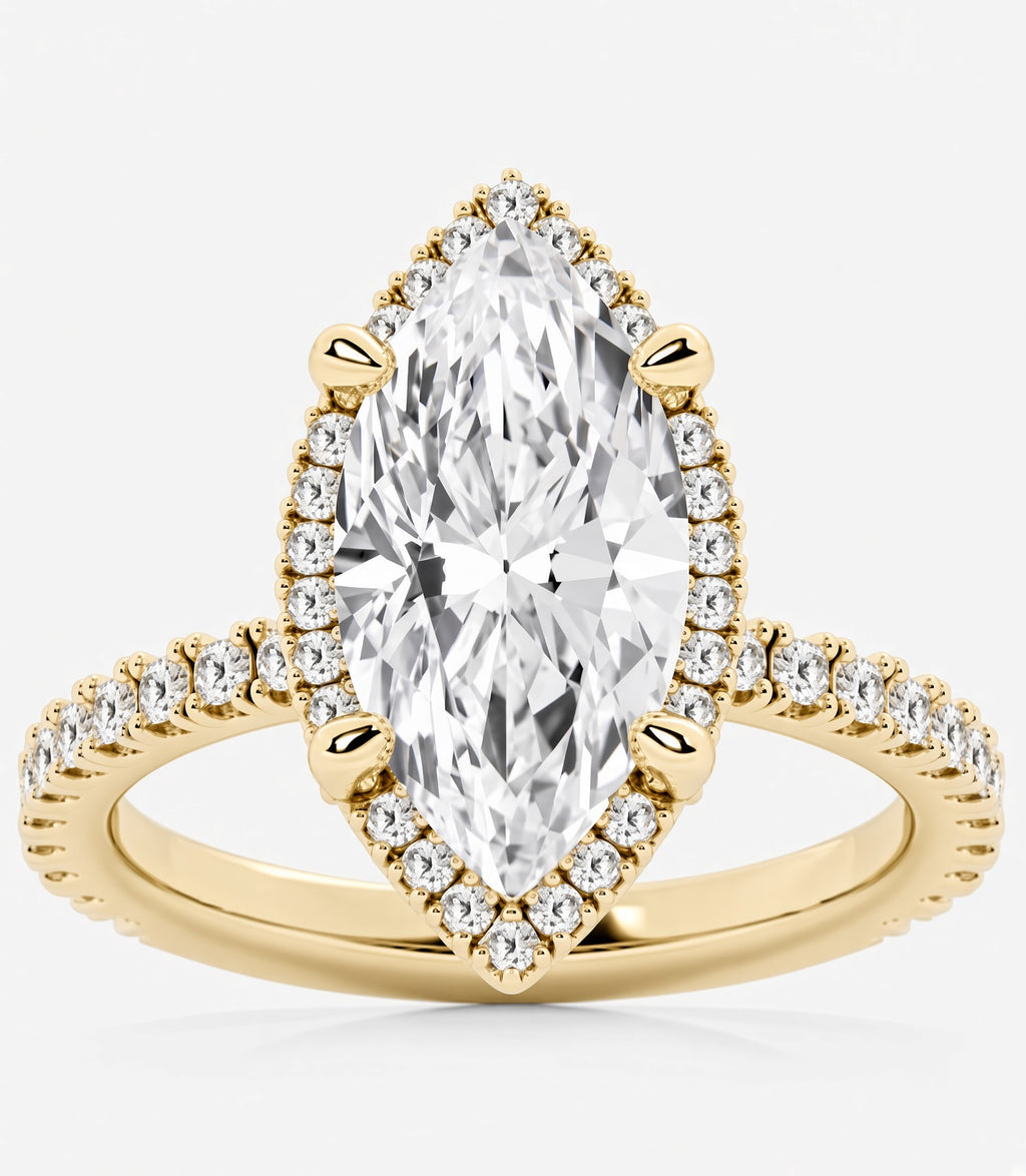 5.5 Carat Marquise Cut Halo Diamond Engagement Ring