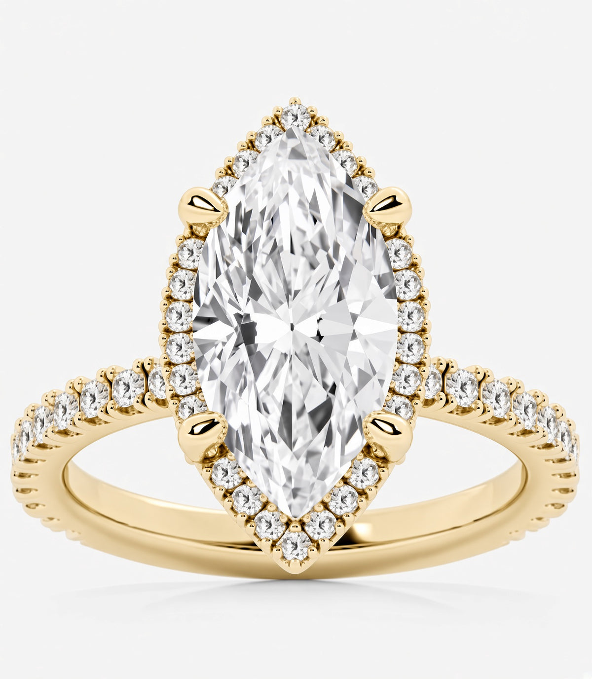 10 Carat Marquise Cut Halo Diamond Engagement Ring