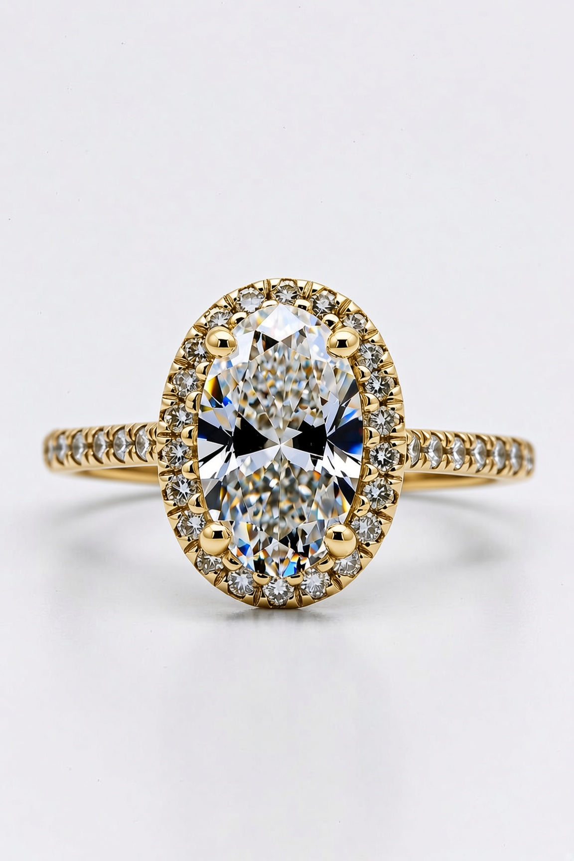 10 Carat Oval Cut Halo Diamond Engagement Ring