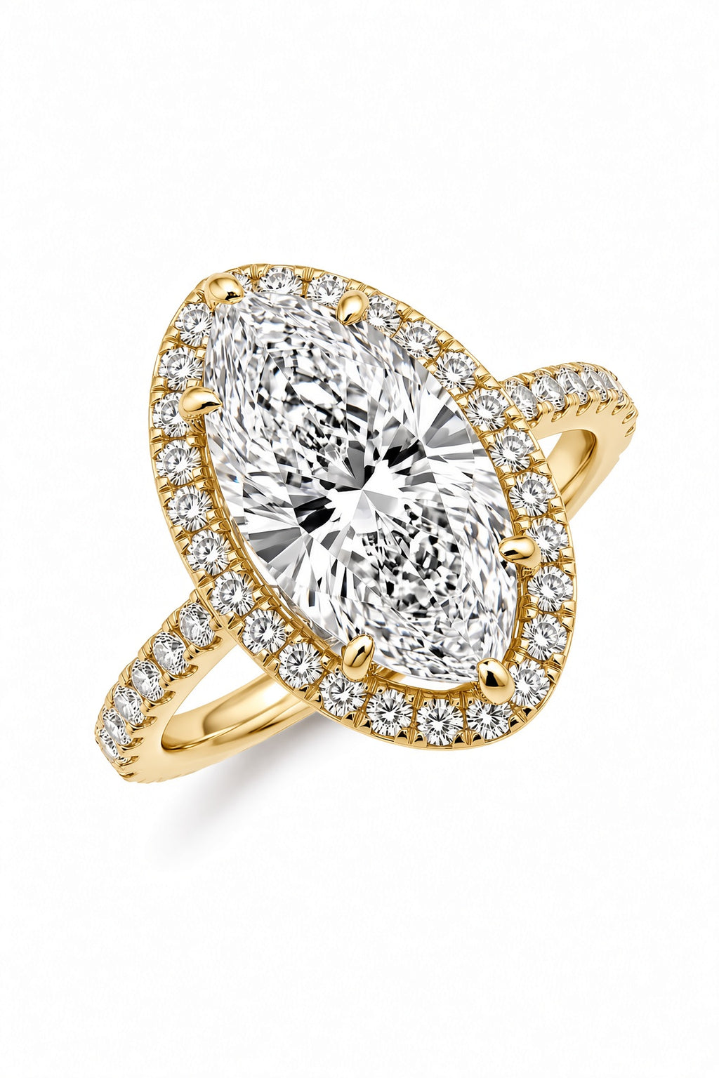 9 Carat Marquise Cut Halo Diamond Engagement Ring