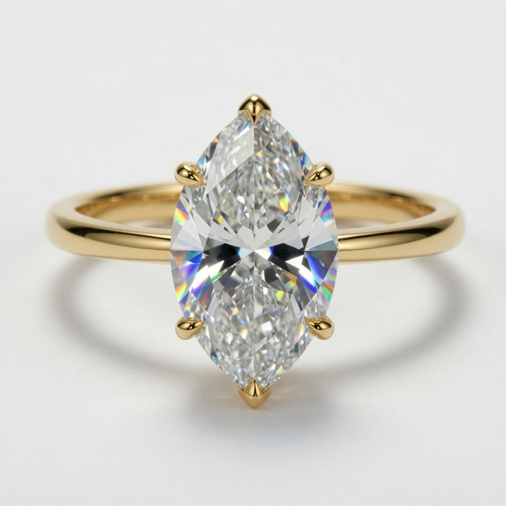 5.5ct Marquise Cut Solitaire Diamond Wedding Ring