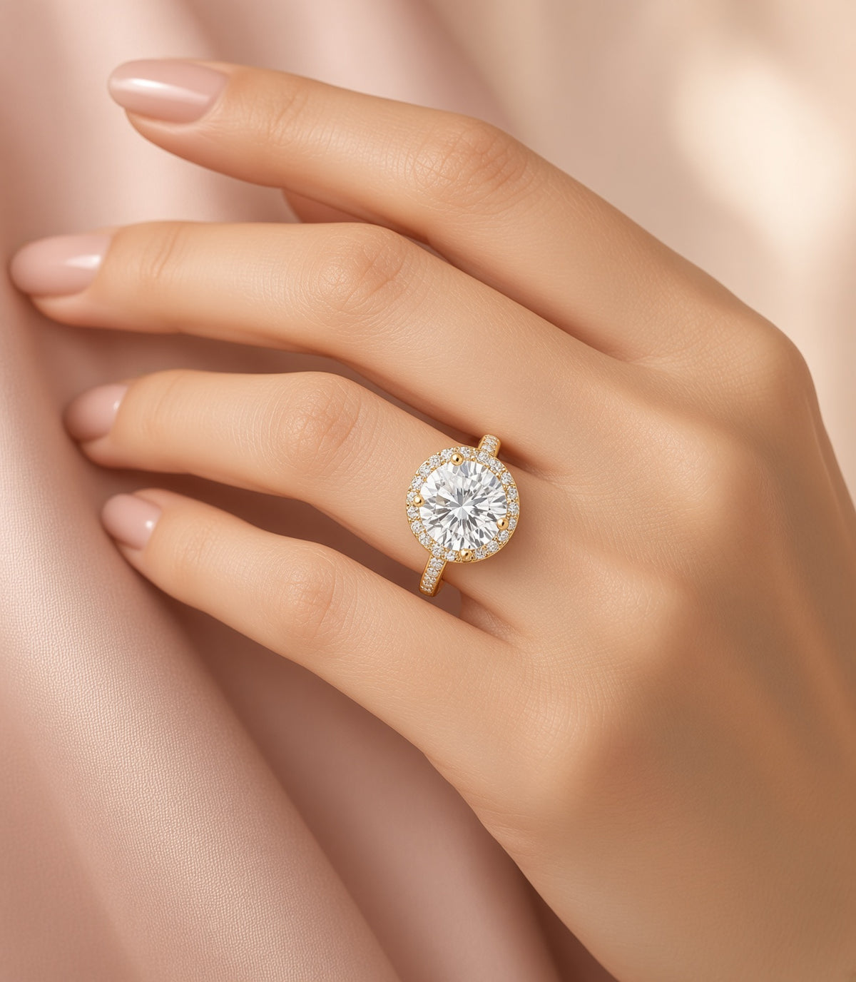 10 Carat Round Cut Halo Diamond Engagement Ring