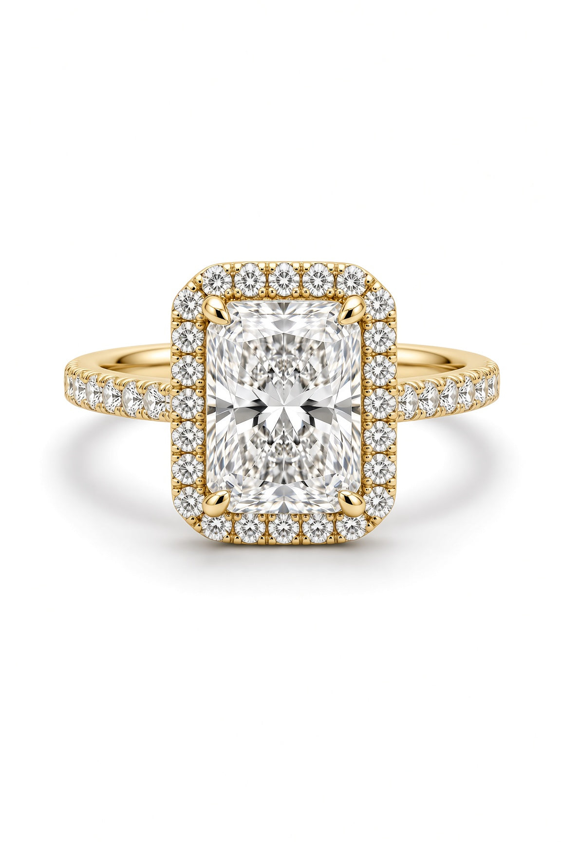 10 Carat Radiant Cut Halo Diamond Engagement Ring