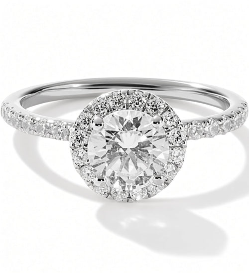 1 Carat Round Cut Halo Diamond Engagement Ring
