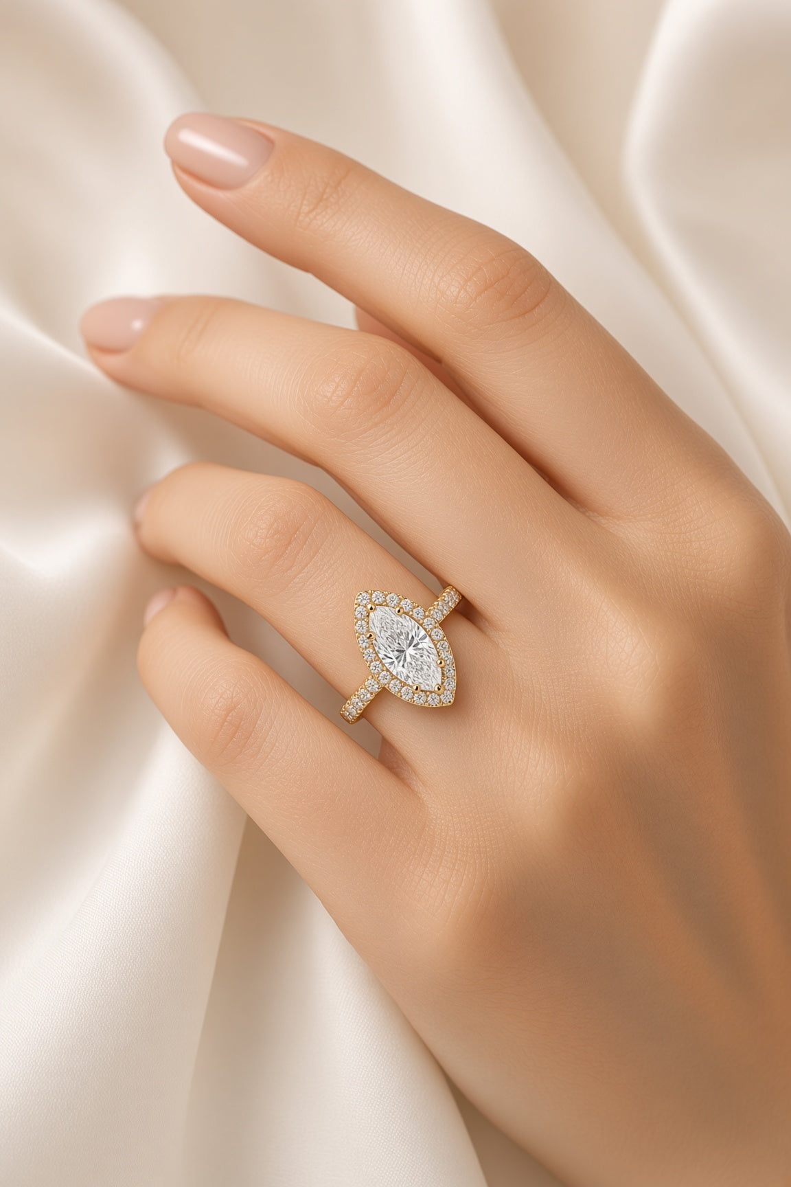 5 Carat Marquise Cut Halo Diamond Engagement Ring