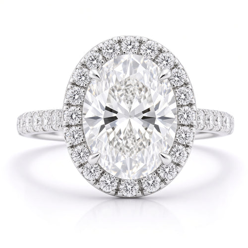1 Carat Oval Cut Halo Diamond Engagement Ring