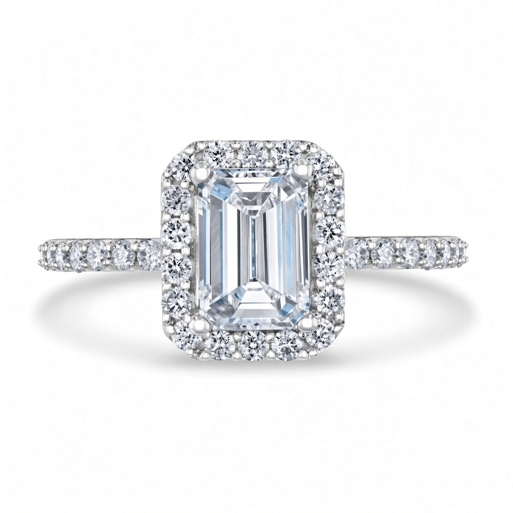 2.5 Carat Emerald Cut Halo Diamond Engagement Ring