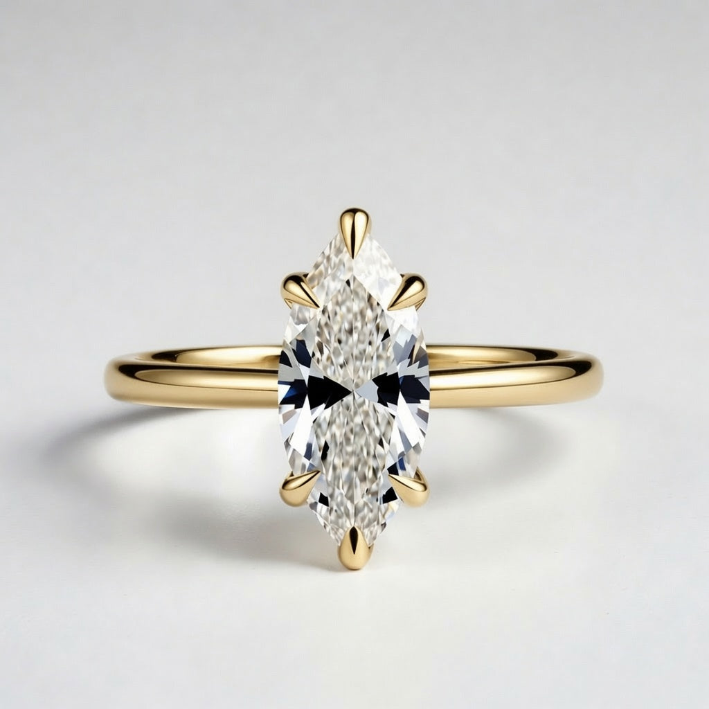 4ct Marquise Cut Solitaire Diamond Wedding Ring
