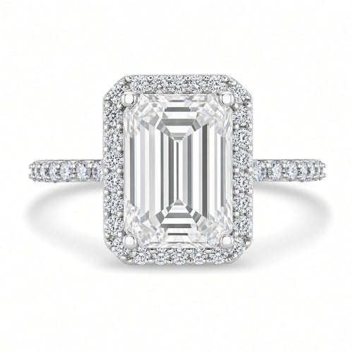 10 Carat Emerald Cut Halo Diamond Engagement Ring