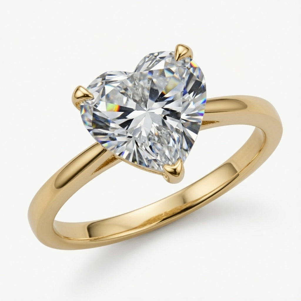 3ct Heart Cut Solitaire Diamond Wedding Ring