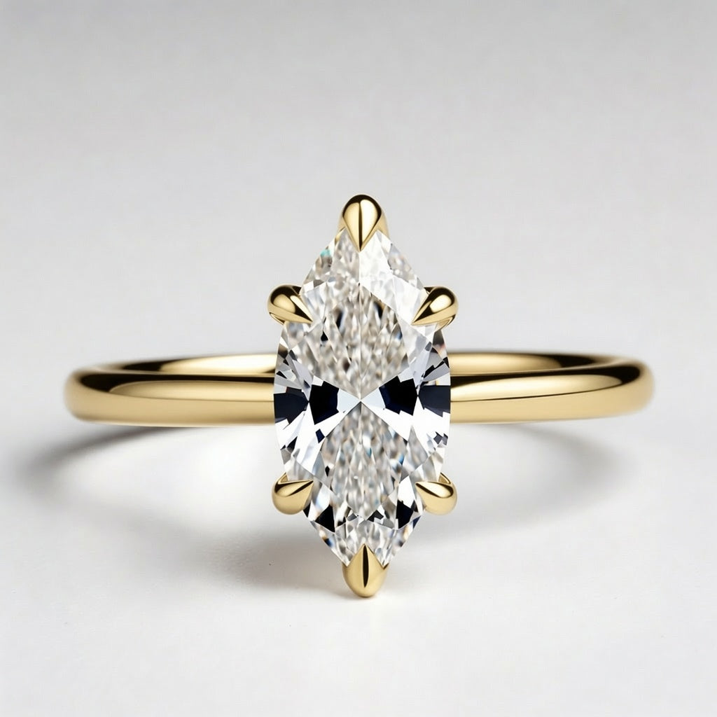 3ct Marquise Cut Solitaire Diamond Wedding Ring