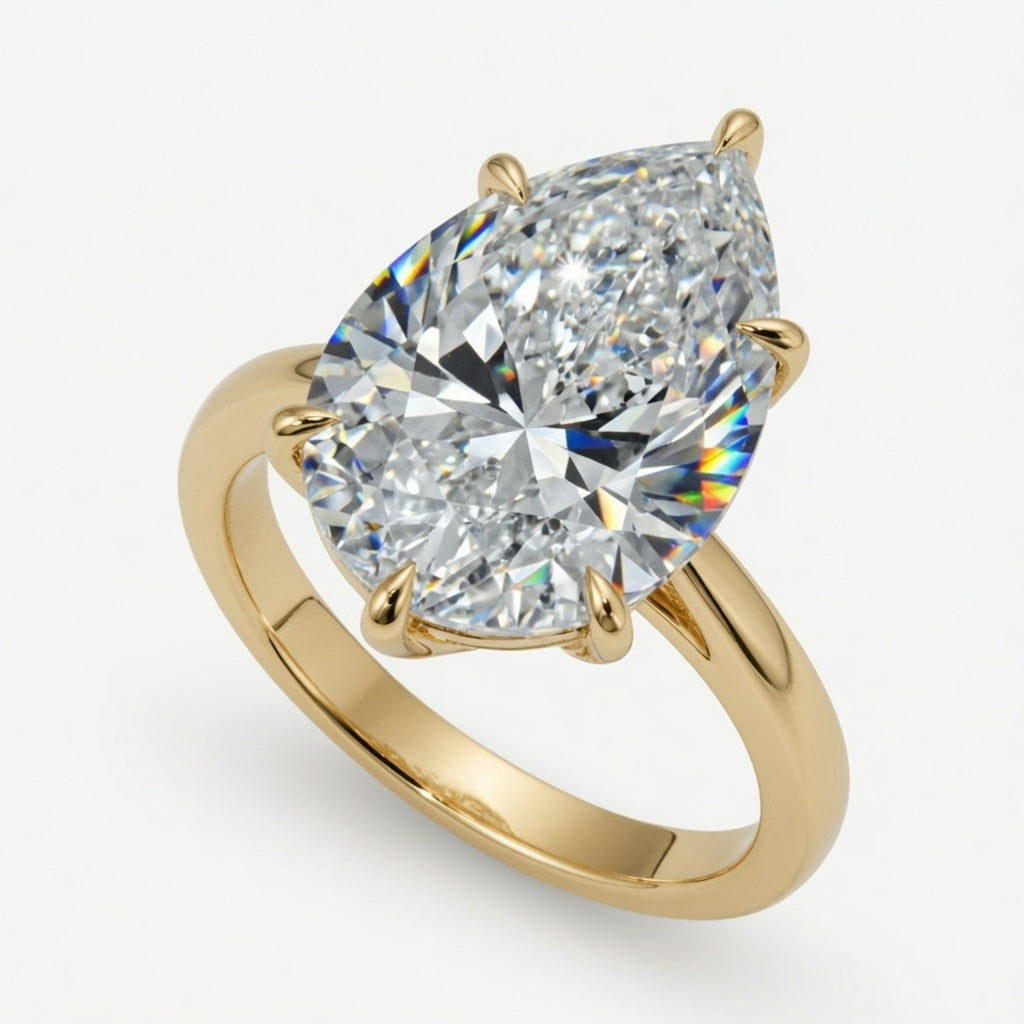10ct Pear Cut Solitaire Diamond Wedding Ring