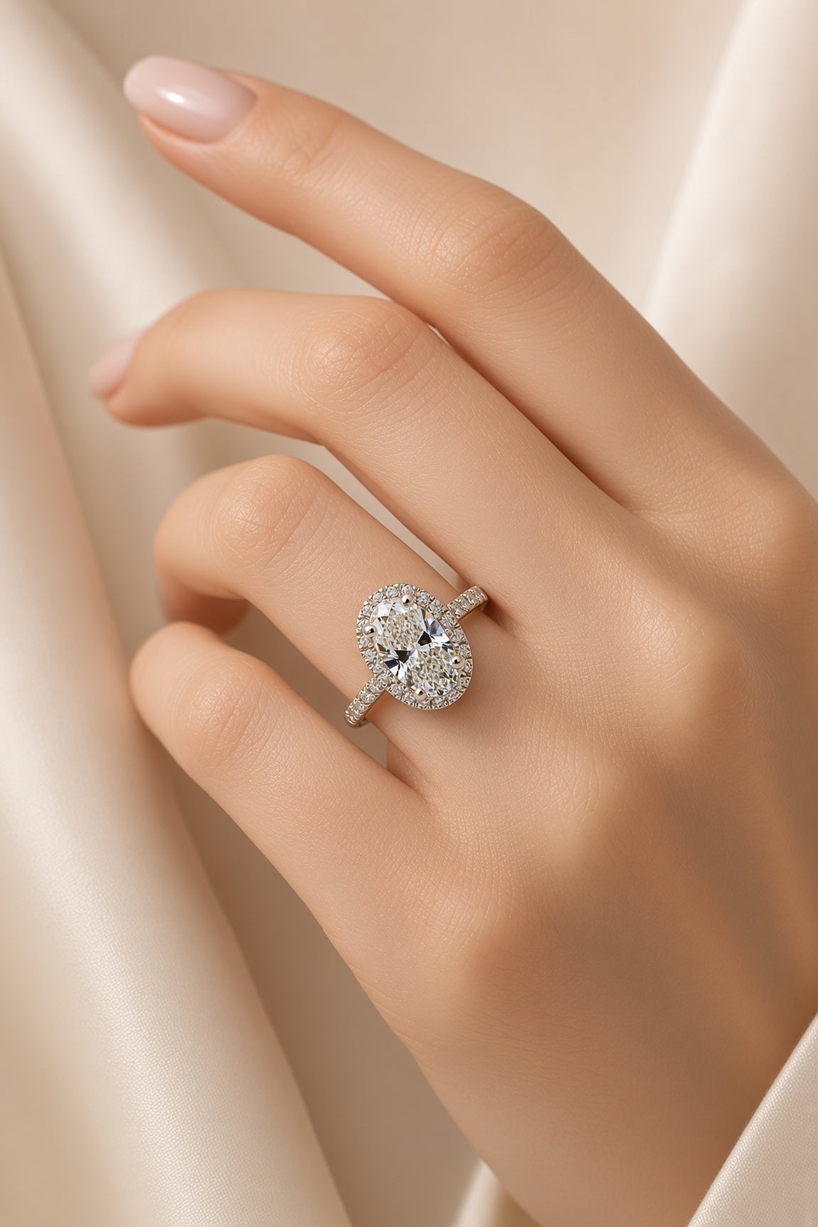 10 Carat Oval Cut Halo Diamond Engagement Ring