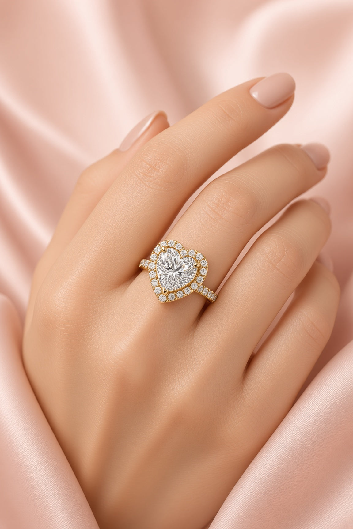 5 Carat Heart Cut Halo Diamond Engagement Ring