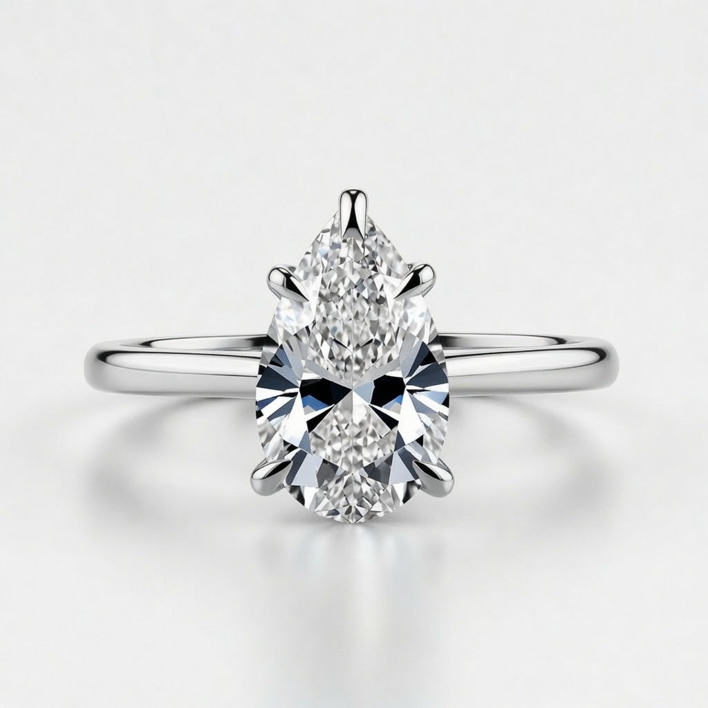 6.5ct Pear Cut Solitaire Diamond Wedding Ring
