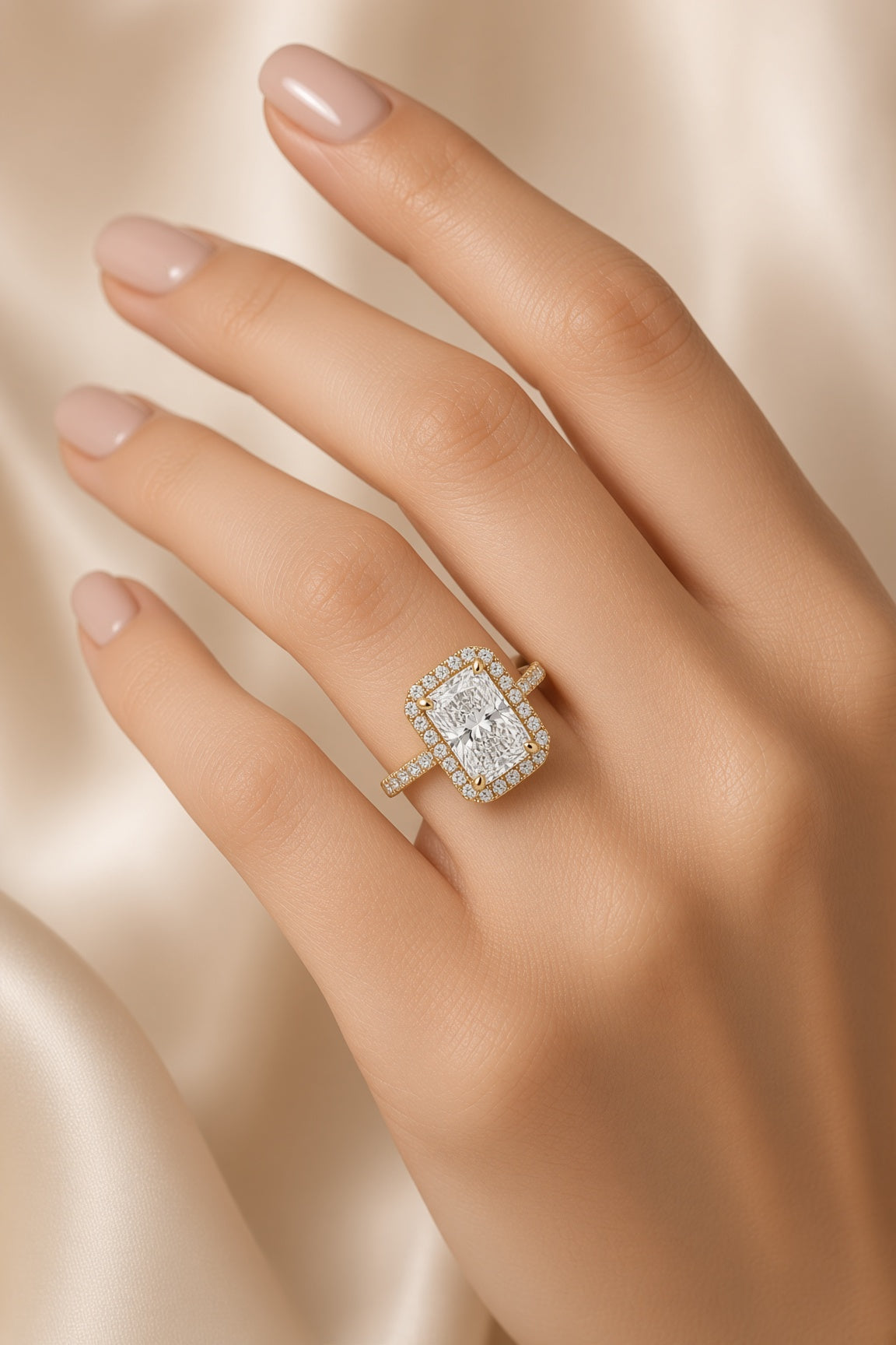 10 Carat Radiant Cut Halo Diamond Engagement Ring