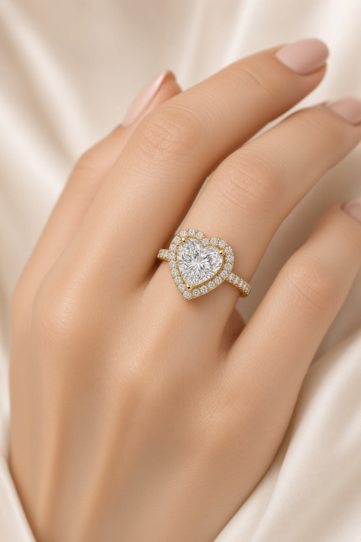 10 Carat Heart Cut Halo Diamond Engagement Ring