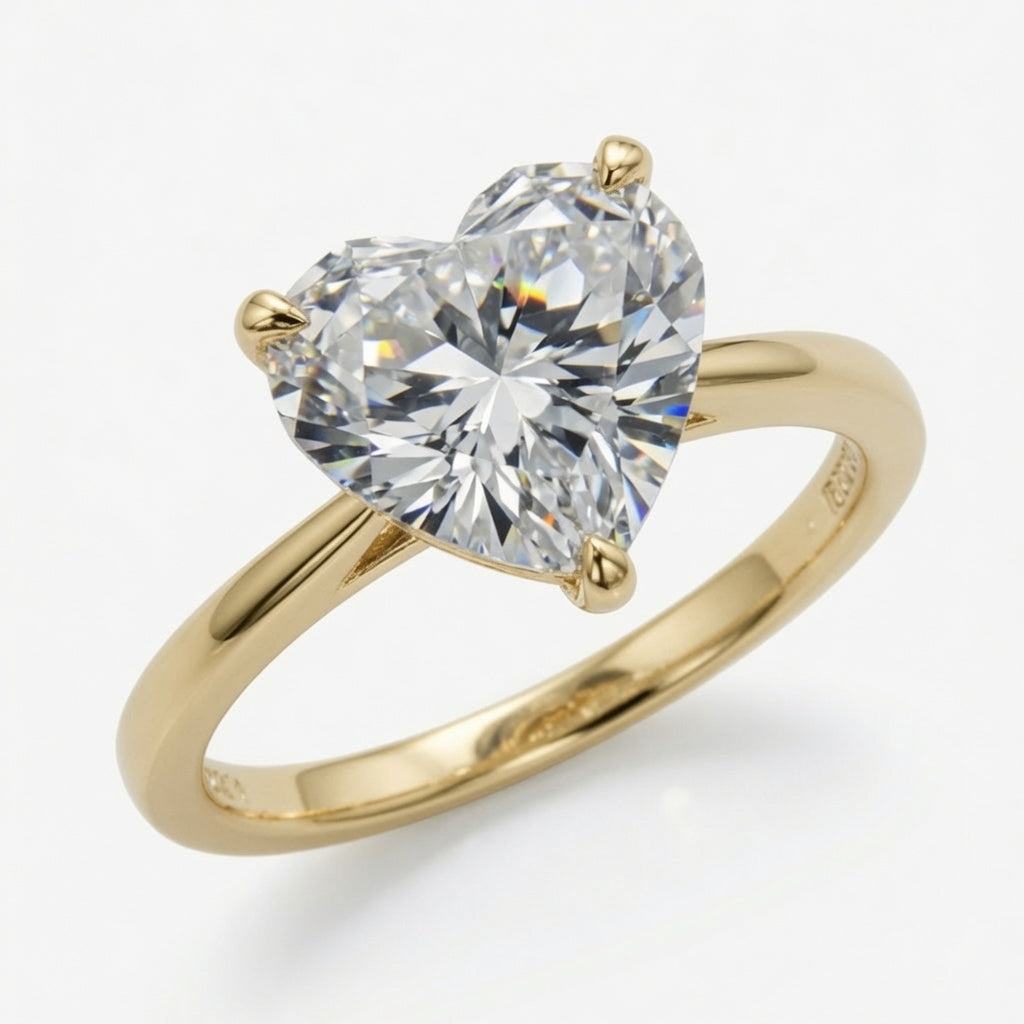 4ct Heart Cut Solitaire Diamond Wedding Ring