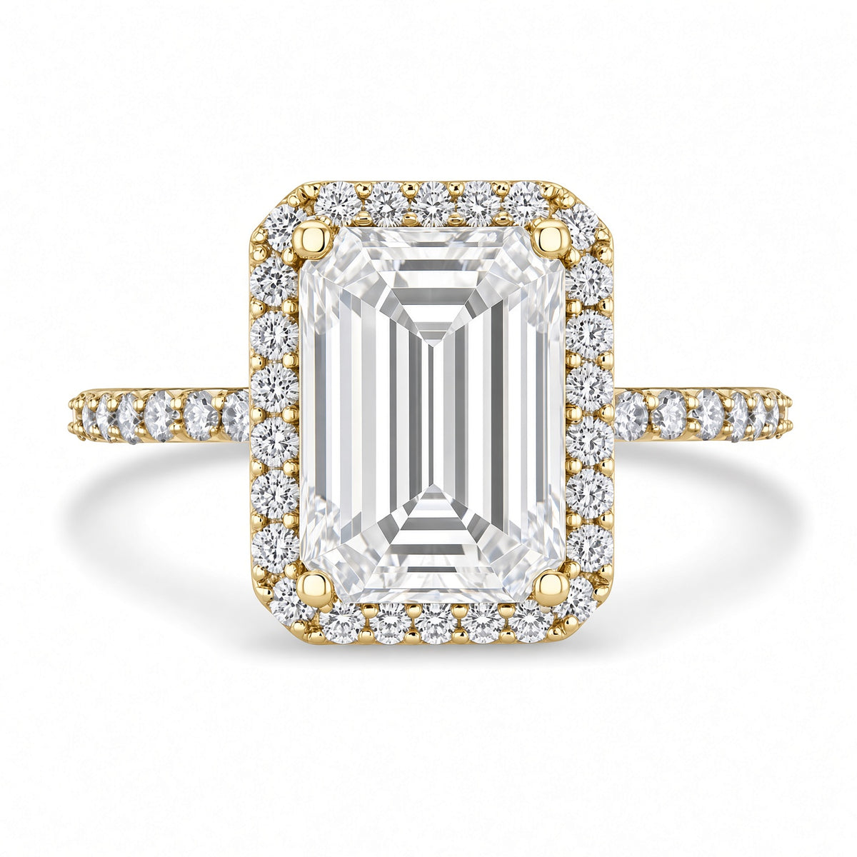 8.5 Carat Emerald Cut Halo Diamond Engagement Ring