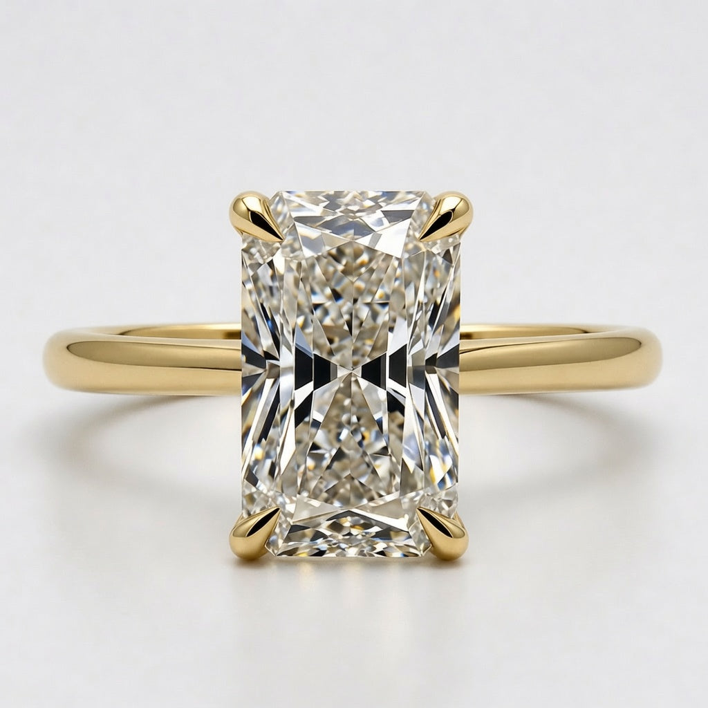 9ct Radiant Cut Solitaire Diamond Wedding Ring