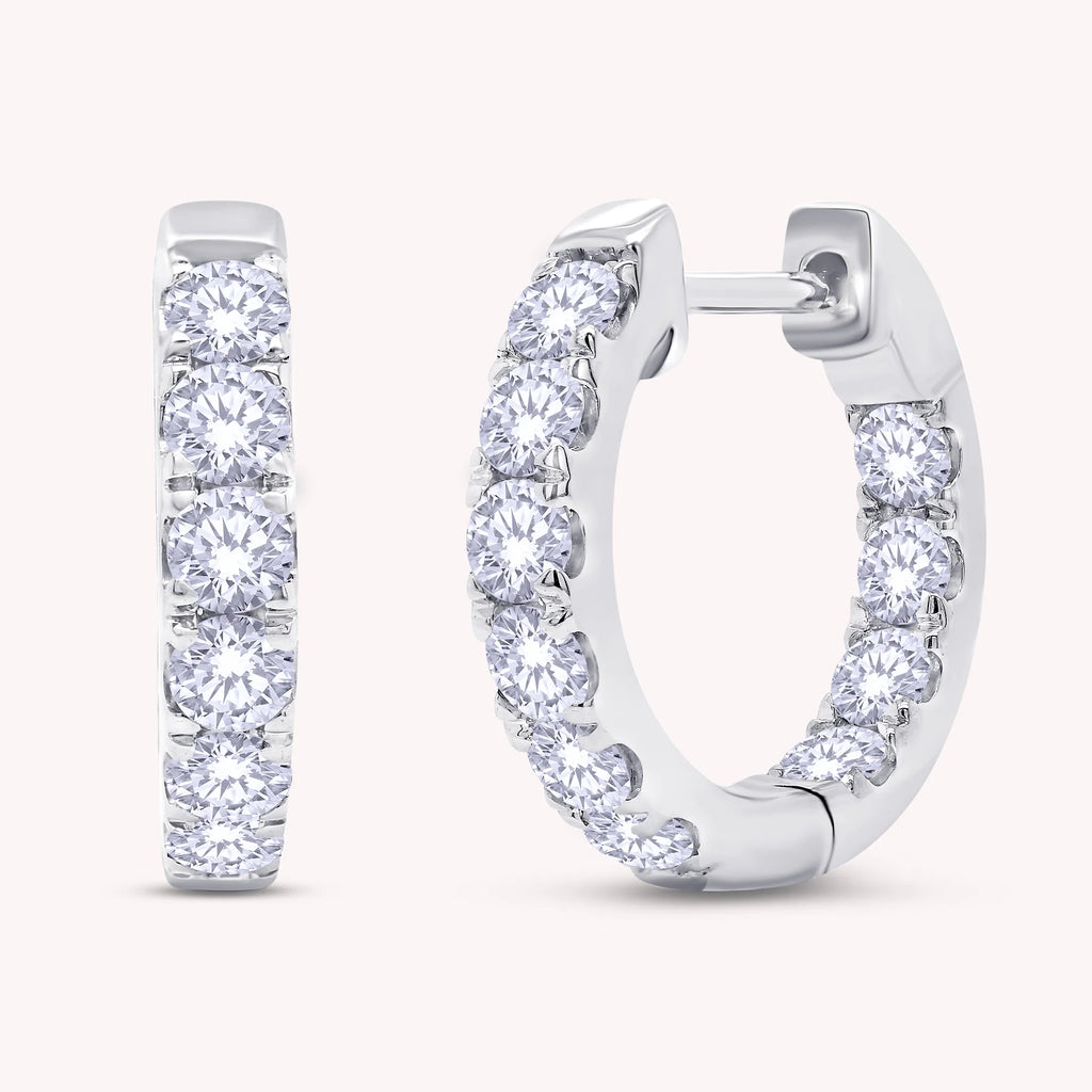 1ct Huggie Hoop Earrings Round Cut Lab Grown Diamond Earring