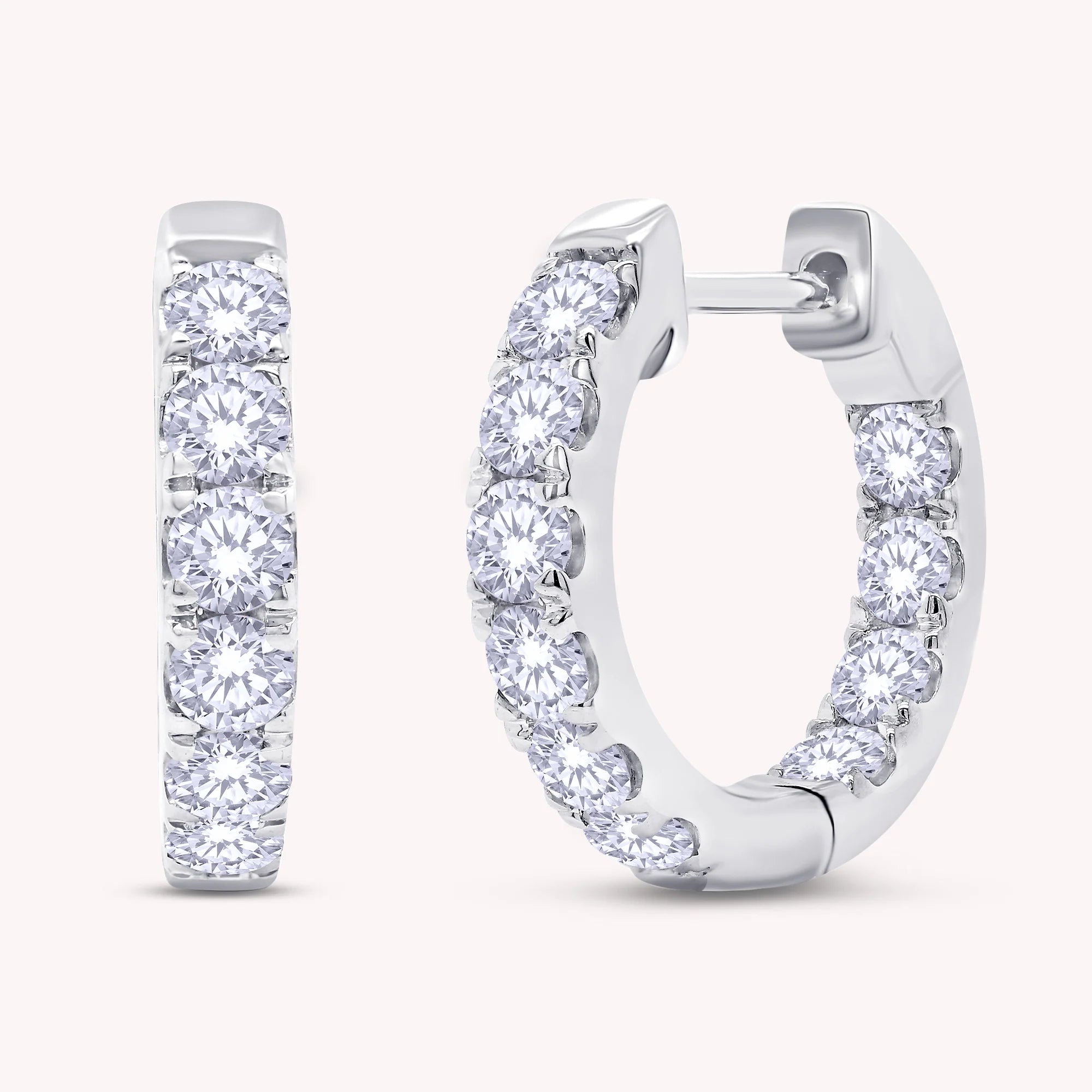 1ct Huggie Hoop Earrings Round Cut Lab Grown Diamond Earring