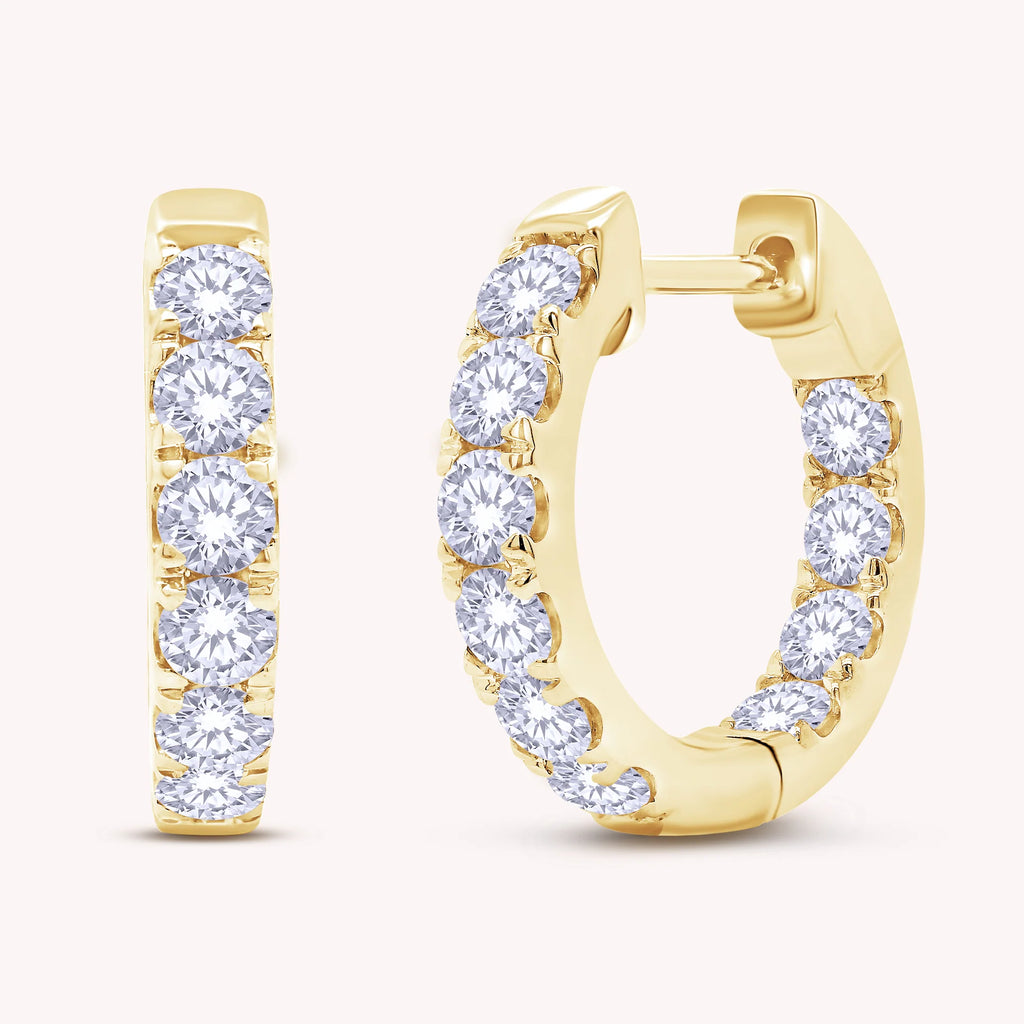 1ct Huggie Hoop Earrings Round Cut Lab Grown Diamond Earring
