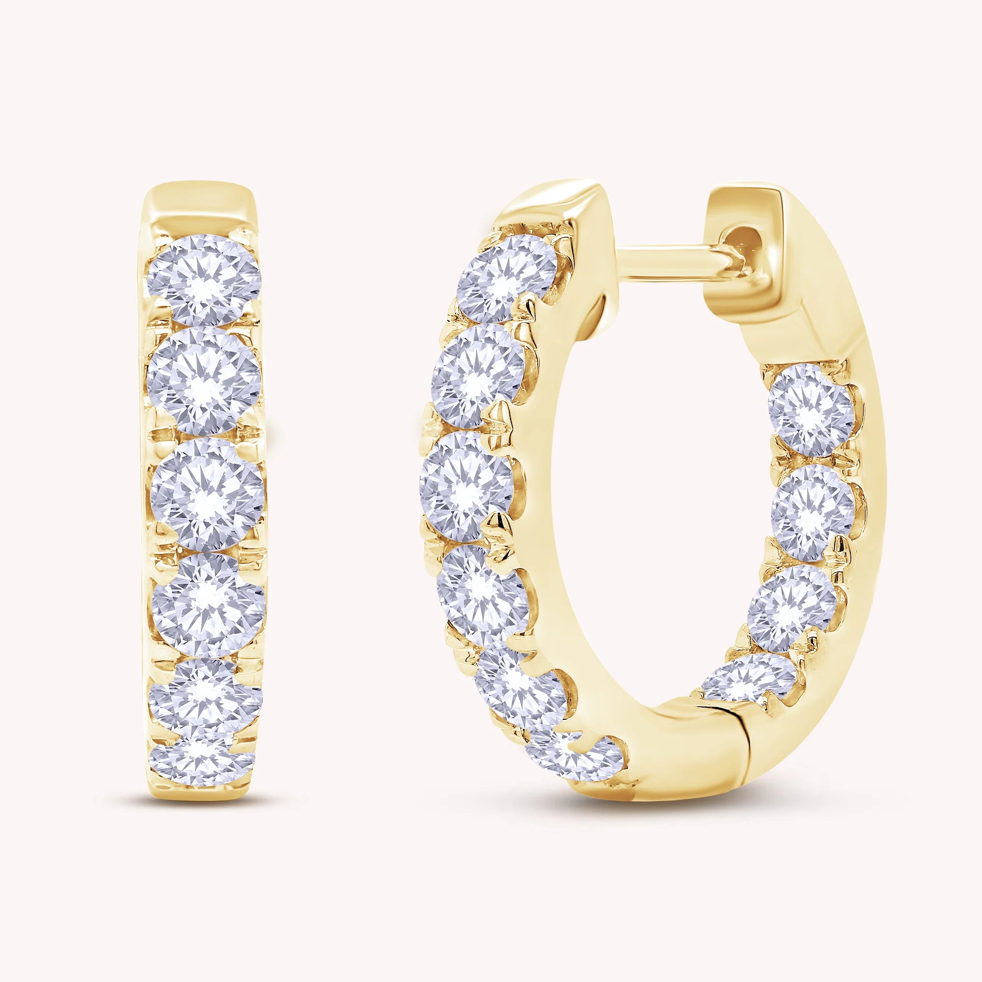 1ct Huggie Hoop Earrings Round Cut Lab Grown Diamond Earring