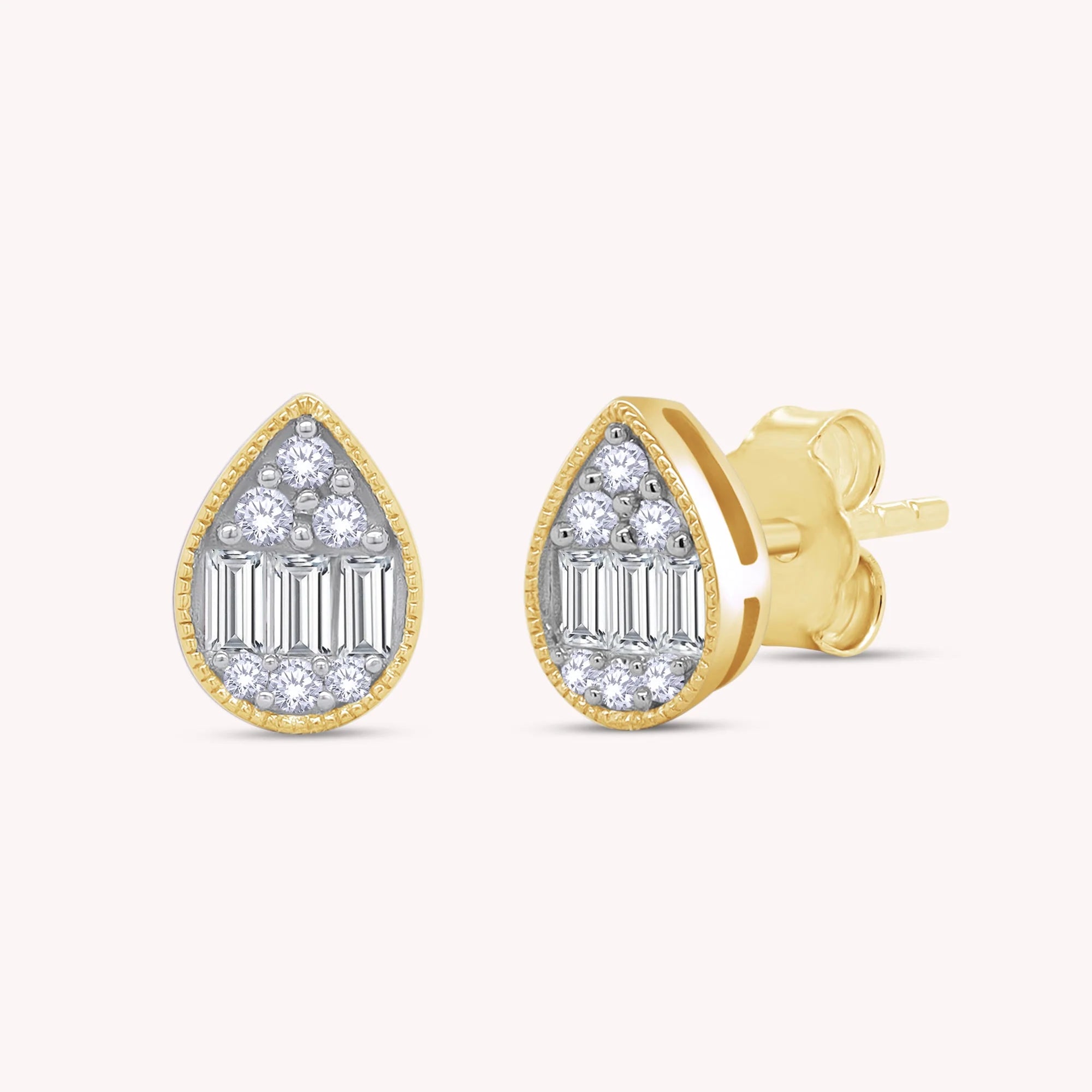 .75ct Pear Shape Cluster Diamond Stud Earring