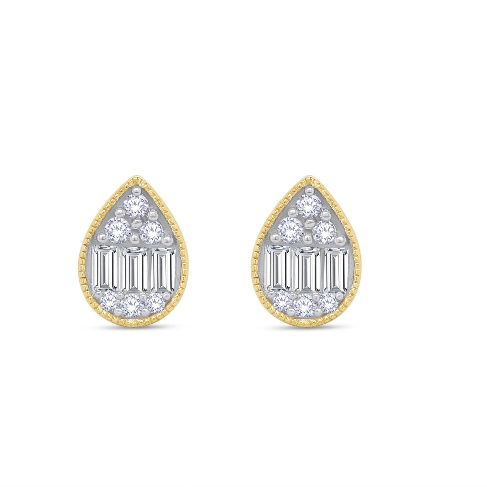 .75ct Pear Shape Cluster Diamond Stud Earring
