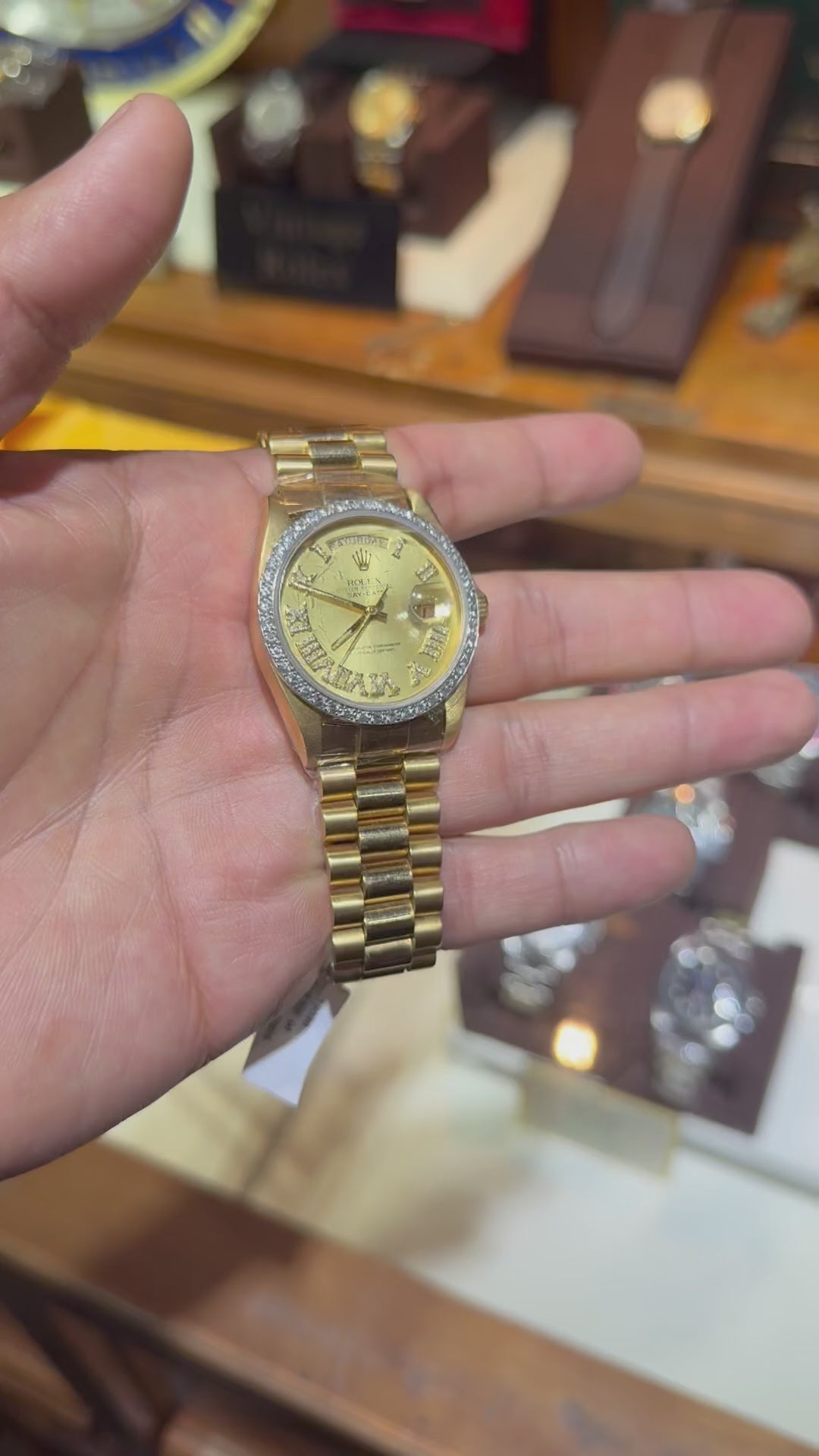 Rolex Day Date 36MM Diamond Bezel Diamond Dial AM Band