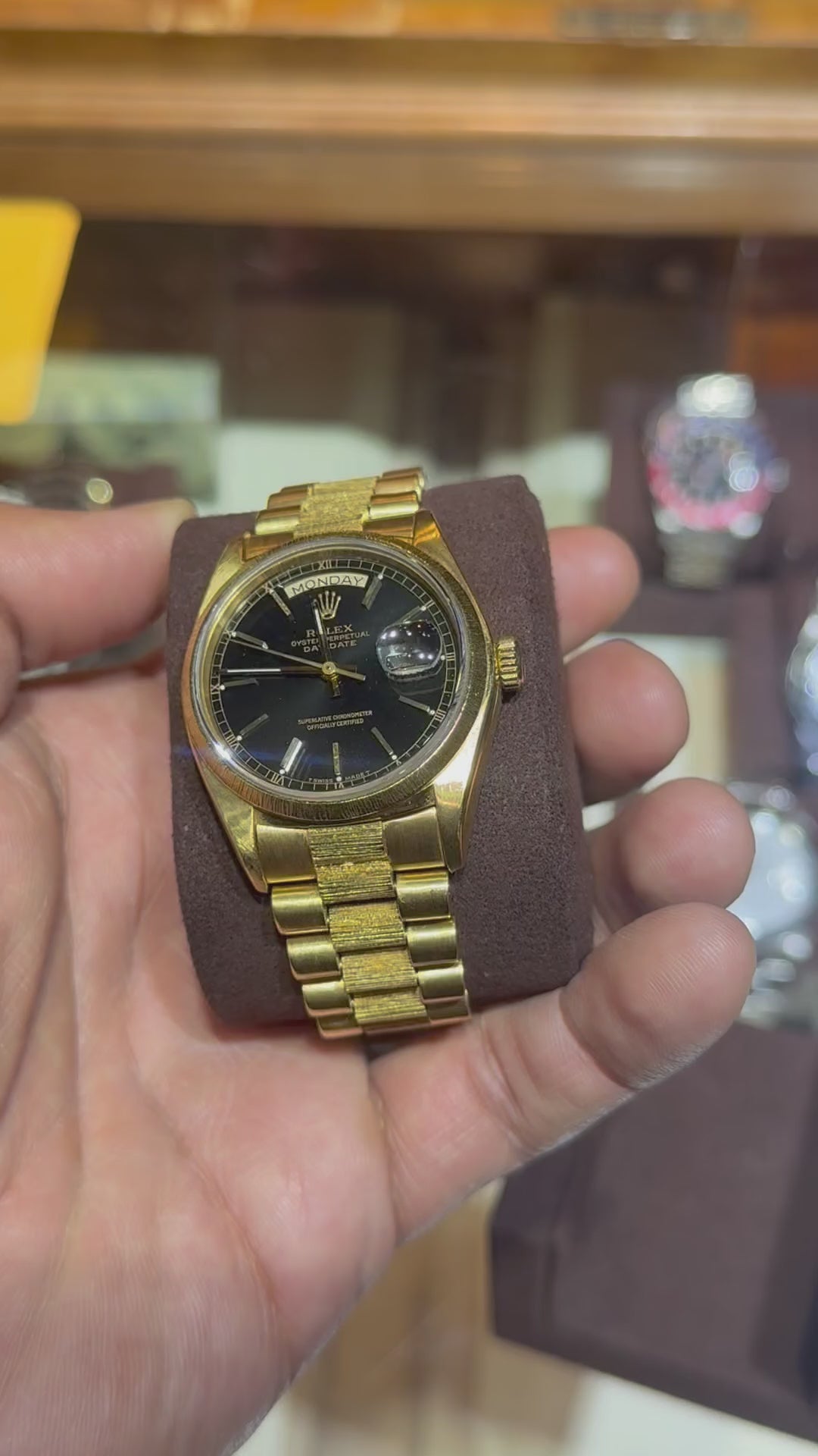 Rolex Daydate 36MM Bark Finish w/ Box Black Dial