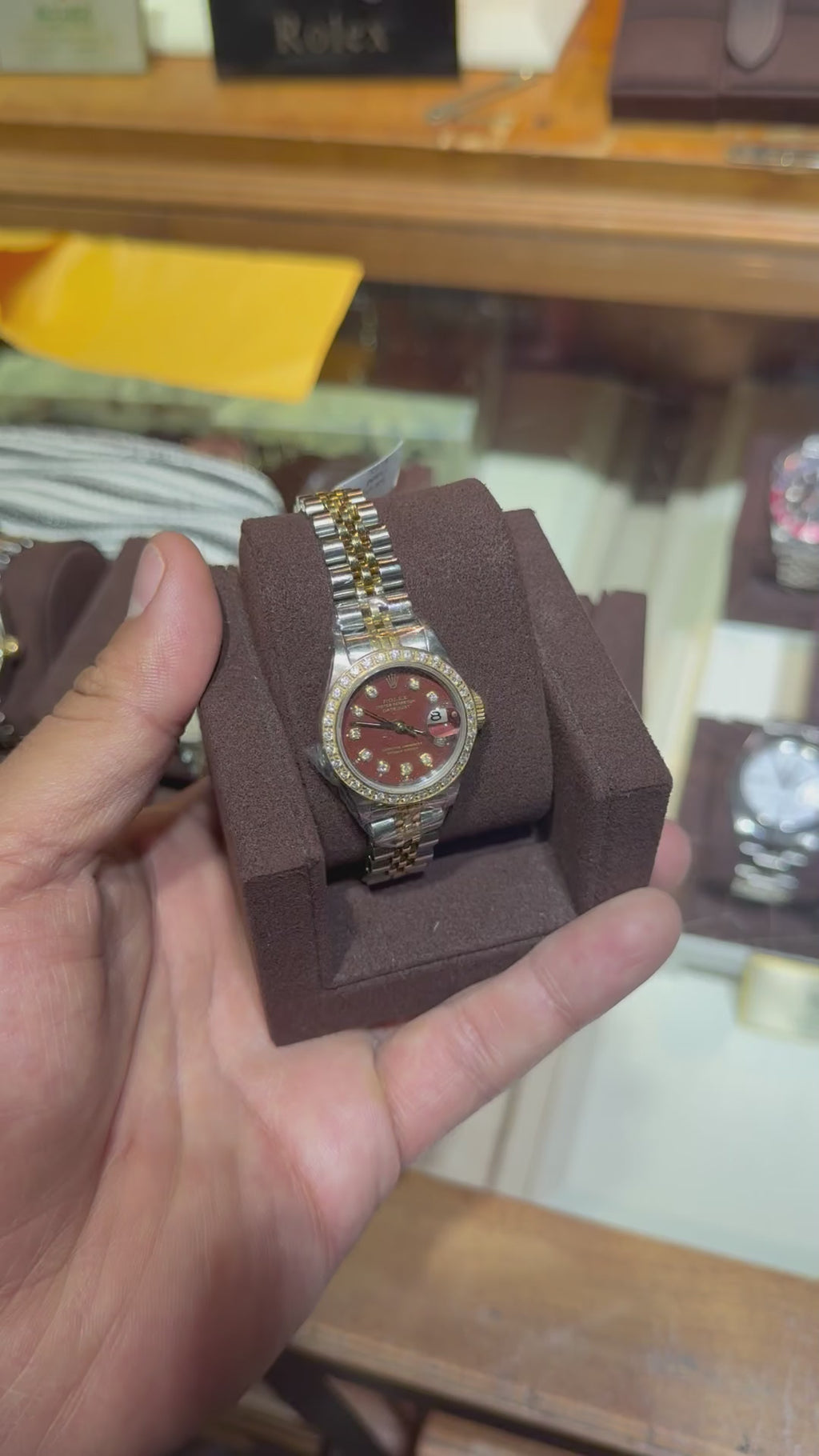 Rolex Datejust 26MM Red Coral Dial Diamond Bezel w/ Box