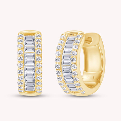 .5ct Baguette & Round Huggie Hoop Lab Grown Diamond Earrings
