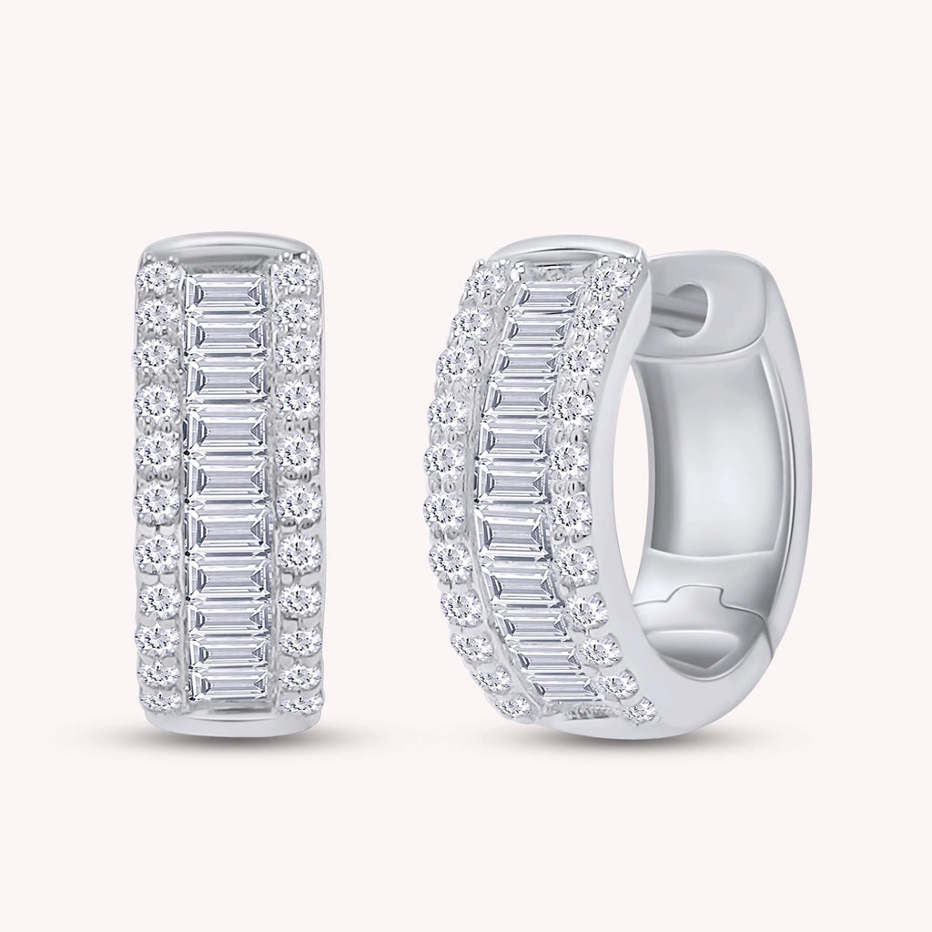 .5ct Baguette & Round Huggie Hoop Lab Grown Diamond Earrings