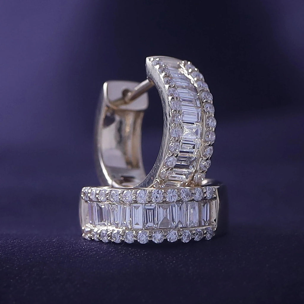 .5ct Baguette & Round Huggie Hoop Lab Grown Diamond Earrings