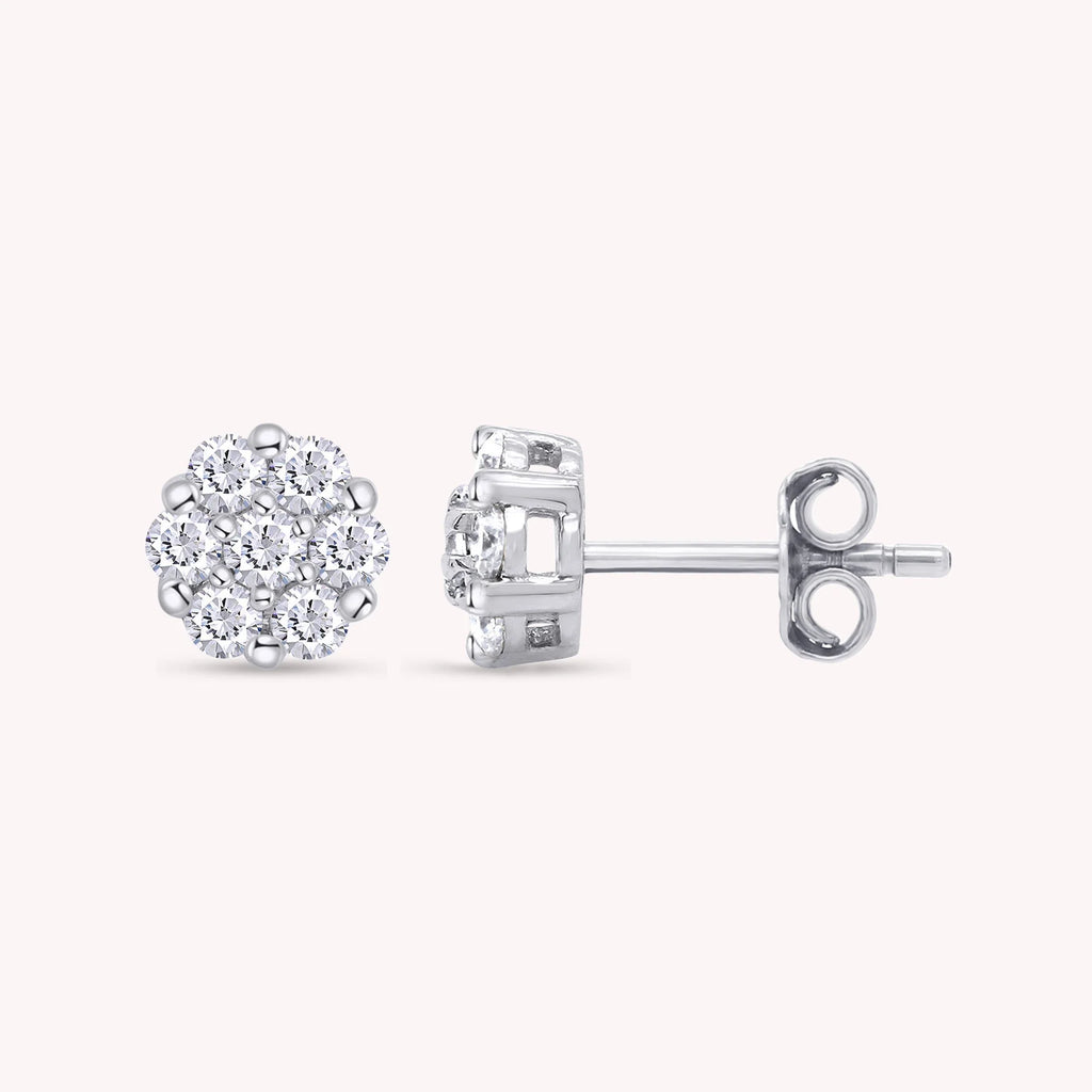 .5ct Diamond Flower Cluster Lab Grown Diamond Stud Earrings Unisex