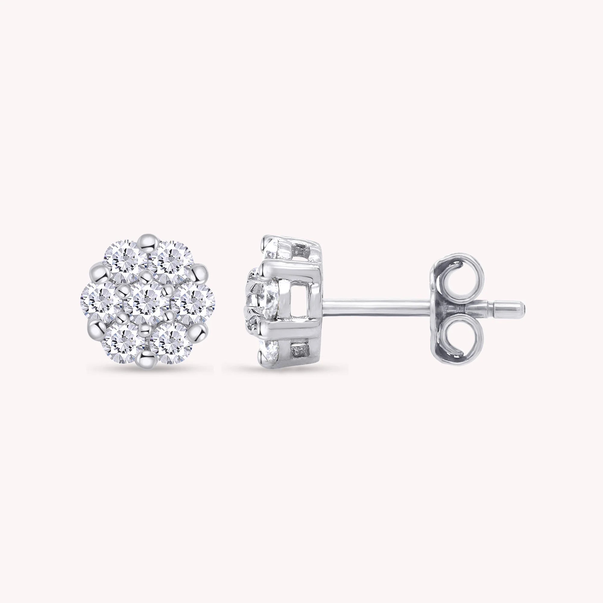 .5ct Diamond Flower Cluster Lab Grown Diamond Stud Earrings Unisex